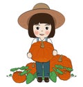 Planter harvest pumpkins Royalty Free Stock Photo