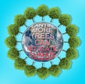 Planting more trees can mitigate climate change - concept with trees series and Planet Earth furnished by NASA