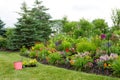 Planting new flowers in a colorful garden Royalty Free Stock Photo