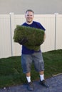 Planting New Sod Grass (Yard work) Royalty Free Stock Photo