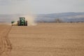 A farmer plants wheat in an Idaho farm field. Royalty Free Stock Photo