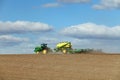 Wheat seed being planted in the fertile farm fields of Idaho. Royalty Free Stock Photo