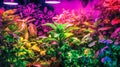 Plants basking under ultraviolet light Royalty Free Stock Photo