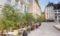 Plants at a cafe in the Judenplatz square in Vienna Royalty Free Stock Photo