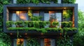 Plants climbing up a building, ivy growing on a wall. Ecology concept, green living in the city. Royalty Free Stock Photo