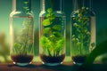 Plants cultured in laboratory tubes. Alternatice and future food concept. generative Ai