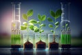 Plants cultured in laboratory tubes. Alternatice and future food concept. generative Ai Royalty Free Stock Photo