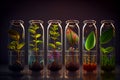 Plants cultured in laboratory tubes. Alternatice and future food concept. generative Ai