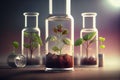 Plants cultured in laboratory tubes. Alternatice and future food concept. generative Ai