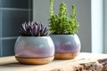 Ceramic pots, Mystical, lavender gray