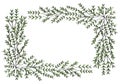 cute hand drawn rectangular frame of branches and leaves from bushes and trees in a cartoon minimalist style. Royalty Free Stock Photo