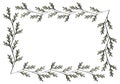 cute hand drawn rectangular frame of branches and leaves from bushes and trees in a cartoon minimalist style. Royalty Free Stock Photo