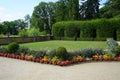 Beds of blooming flowers decorate Sanssouci Park in July. Potsdam, Germany Royalty Free Stock Photo