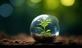 plants in glass balls outdoor background, ai generative Royalty Free Stock Photo