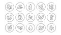 Plants line icons. Leaf, Growing plant and Humidity thermometer. Linear icon set. Vector Royalty Free Stock Photo