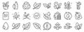 Plants line icons. Set of Leaf, Growing plant and Humidity thermometer icons. Vector