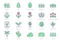 Plants line icons. Vector illustration include icon - green fence, wood, houseplant, thuja, seedling, wildflower, cactus