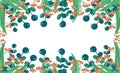 Plants minimalist vector banner. Hand drawn floral, grass, branches, leaves on a white background. Green simple Royalty Free Stock Photo