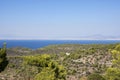 Plants and panorama from Aphaia temple in Egina in Greece Royalty Free Stock Photo