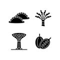 Plants in Singapore black glyph icons set on white space