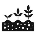 Plants in soil icon, simple style