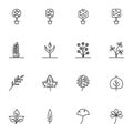 Plants and trees line icons set Royalty Free Stock Photo