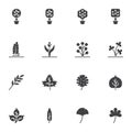 Plants and trees vector icons set Royalty Free Stock Photo