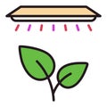 Plants under Grow Light thin line icon. Indoor Plant Growing vector colored symbol