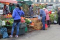 Plants, vegetables and fruit trees at the Kalvariju market in the Old town of Vilnius, Lithuania