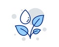 Plants watering line icon. Leaves dew sign. Vector