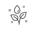Plants watering line icon. Leaves dew sign. Vector
