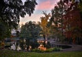 Planty park in the night, Krakow, Poland Royalty Free Stock Photo