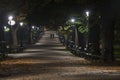 Planty Park during the night in Krakow, Poland Royalty Free Stock Photo