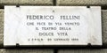 Plaque dedicated to Federico Fellini