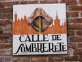 Plaque with the name of Sombrerete street in the Lavapies neighborhood. Madrid