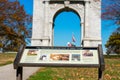 The Plaque at the National Memorial Arch at Valley Forge With the Arch in the Background