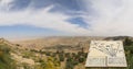 Plaque showing the distance from Mount Nebo to various locations, Jordan, Middle East Royalty Free Stock Photo