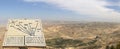 Plaque showing the distance from Mount Nebo to various locations, Jordan, Middle East Royalty Free Stock Photo