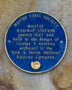 Plaque at Whitby Railway Station in Whitby, North Yorkshire