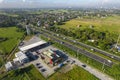 Plaridel, Bulacan, Philippines - A Petron Gas Station and Mcdonald\'s placed strategically along NLEX, a major highway Royalty Free Stock Photo