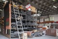 A shelf of a building products company full of pvc pipes Royalty Free Stock Photo