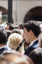 Plasencia, Caceres, Spain, 04-12-2019, musicians from a band during the Easter processions in Plasencia