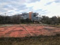 PLASENCIA, SPAIN - Jan 14, 2020: Plasencia, Caceres, Spain - January14, 2020: Abandoned sports courts at the Ciudad del Jerte