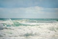 plashing turquoise waves of the ocean. natural background Royalty Free Stock Photo