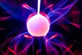 Plasma ball close up blue violet purple and red