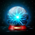 Plasma ball lamp with glowing electricity. Vector Royalty Free Stock Photo