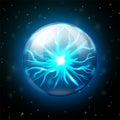 Plasma ball lamp with glowing electricity. Vector Royalty Free Stock Photo