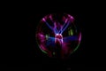 Plasma ball Static Electricity light on black background. lighting on plasma ball Royalty Free Stock Photo