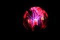 Plasma ball Static Electricity light on black background. lighting on plasma ball Royalty Free Stock Photo