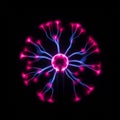 A plasma globe displaying vibrant electrical filaments radiating from a central sphere Royalty Free Stock Photo